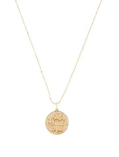 Pre-owned Sydney Evan 14k Diamond Luck Tableau Medallion Charm Necklace, 18" In Multi
