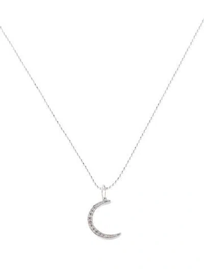Pre-owned Sydney Evan 14k Diamond Moon Pendant Necklace, 16" In Multi