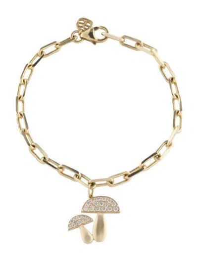 Pre-owned Sydney Evan 14k Diamond Mushroom Charm Bracelet, 6" In Multi