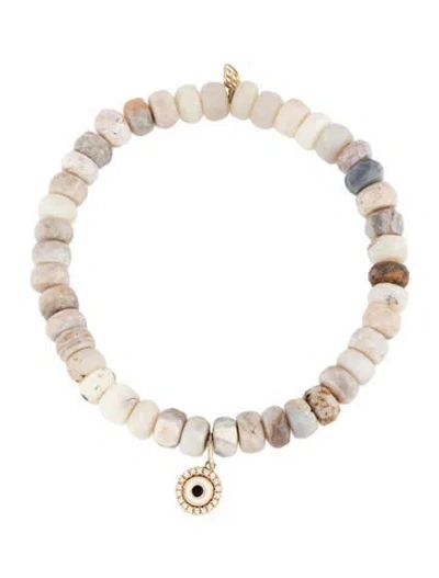 Pre-owned Sydney Evan 14k Diamond, Opal & Enamel Charm Bracelet, 6" In Multi