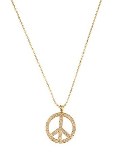 Pre-owned Sydney Evan 14k Diamond Peace Sign Pendant Necklace, 18" In Multicolor