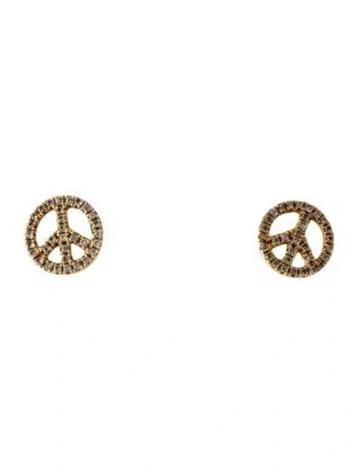 Pre-owned Sydney Evan 14k Diamond Peace Sign Stud Earrings In Multicolor