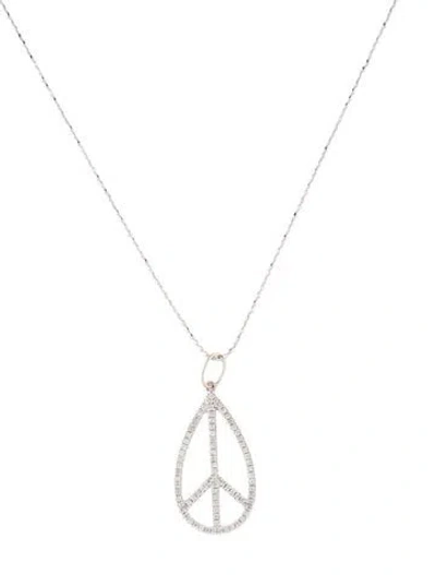 Pre-owned Sydney Evan 14k Diamond Peace Sign Teardrop Pendant Necklace, 20" In Multi