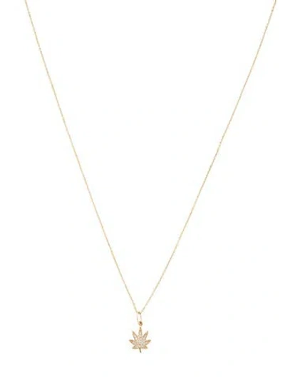 Pre-owned Sydney Evan 14k Diamond Pot Leaf Pendant Necklace, 18" In Multi