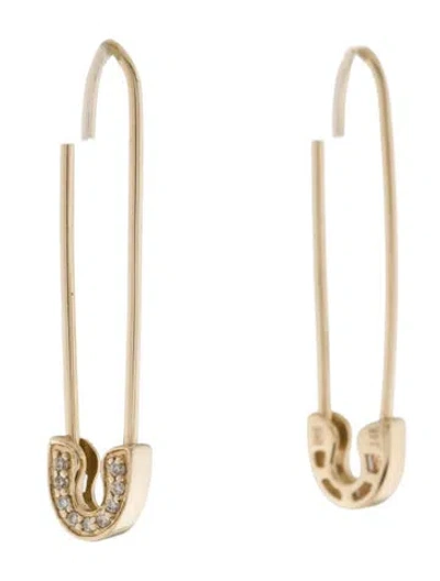 Pre-owned Sydney Evan 14k Diamond Safety Pin Drop Earrings In Multi