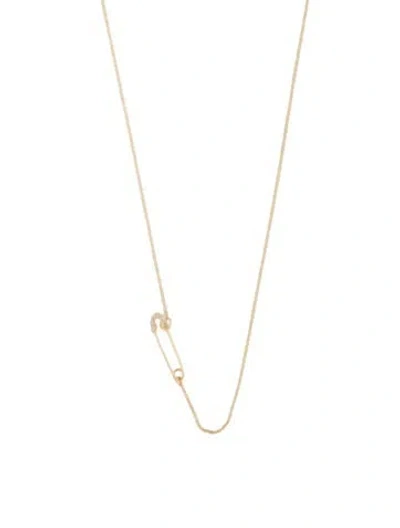 Pre-owned Sydney Evan 14k Diamond Safety Pin Pendant Necklace, 17.5" In Multi