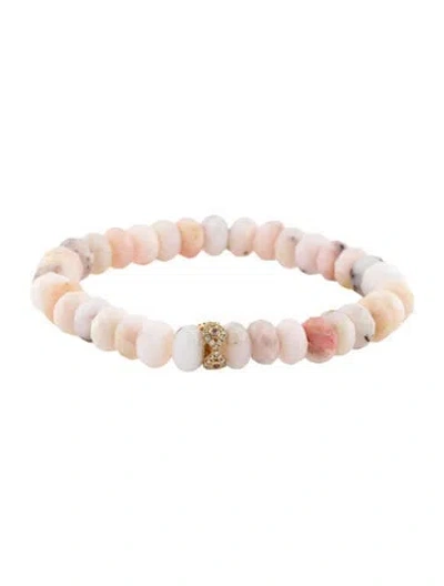Pre-owned Sydney Evan 14k Diamond, Sapphire & Opal Beaded Bracelet, 6.25" In Multicolor