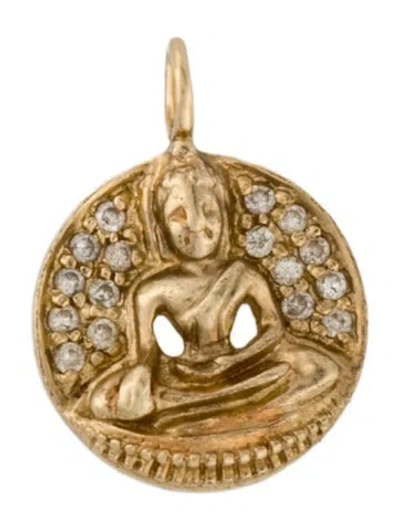 Pre-owned Sydney Evan 14k Diamond Sitting Buddha Pendant, 0.5" In Multi