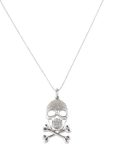 Pre-owned Sydney Evan 14k Diamond Skull Pendant Necklace, 16" In Multi