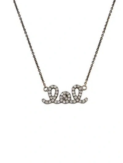 Pre-owned Sydney Evan 14k Diamond Small 'lol' Pendant Necklace, 18" In Multicolor