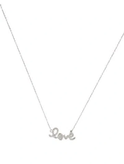 Pre-owned Sydney Evan 14k Diamond Small 'love' Necklace, 16" In Multicolor