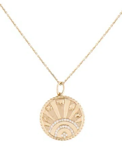 Pre-owned Sydney Evan 14k Diamond Small Luck Coin With Rays Charm Pendant Necklace, 18" In Multi