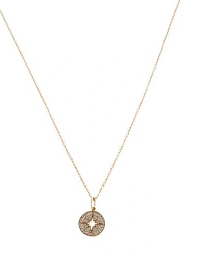 Pre-owned Sydney Evan 14k Diamond Small Starburst Medallion Pendant Necklace, 18" In Multi