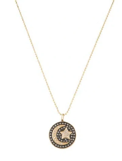 Pre-owned Sydney Evan 14k Diamond Star & Moon Medallion Pendant Necklace, 18" In Multi