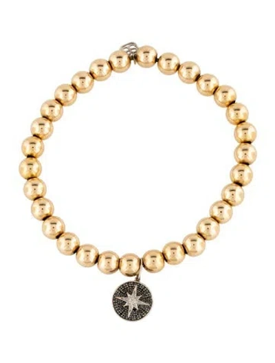 Pre-owned Sydney Evan 14k Diamond Starburst Bead Bracelet, 6.25" In Multicolor