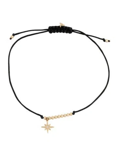 Pre-owned Sydney Evan 14k Diamond Starburst Cord Bracelet, 8.5" In Black