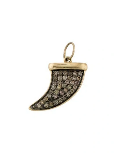 Pre-owned Sydney Evan 14k Diamond Tooth Charm Pendant, 0.75" In Multi