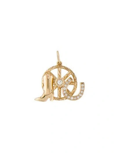 Pre-owned Sydney Evan 14k Diamond Western Cluster Charm In Multi