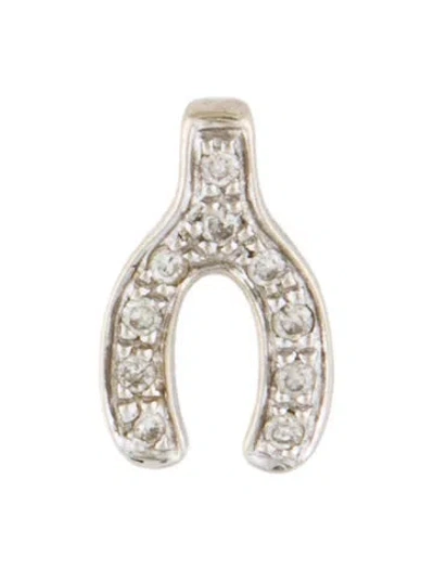 Pre-owned Sydney Evan 14k Diamond Wishbone Pendant Charm In Multi