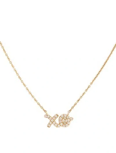 Pre-owned Sydney Evan 14k Diamond 'xo' Script Pendant Necklace, 18" In Multicolor