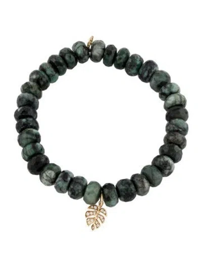 Pre-owned Sydney Evan 14k Dyed Beryl & Diamond Bead Bracelet, 6.25" In Multi