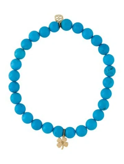 Pre-owned Sydney Evan 14k Dyed Howlite 4-leaf Clover Bead Bracelet, 6.5" In Multi