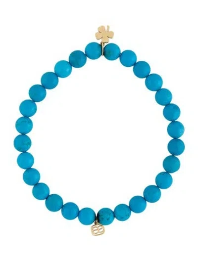 Pre-owned Sydney Evan 14k Dyed Howlite 4-leaf Clover Bead Bracelet, 6.5" In Multi
