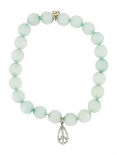 Pre-owned Sydney Evan 14k Dyed Quartzite & Diamond Beaded Bracelet, 6.75" In Multi
