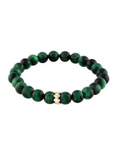 Pre-owned Sydney Evan 14k Dyed Tigers Eye Quartz Bead Bracelet, 6.75" In Multicolor