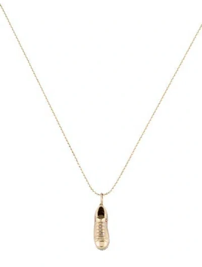 Pre-owned Sydney Evan 14k Enamel & Diamond Shoe Pendant Necklace, 16" In Red