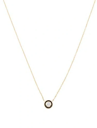 Pre-owned Sydney Evan 14k Enamel & Diamond Single Stone Pendant Necklace, 18" In Multi