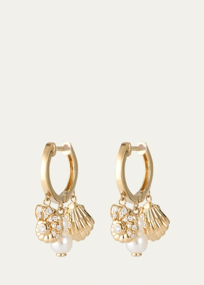 Sydney Evan 14k Gold Shell Diamond Huggie Earrings, Pair In Yg