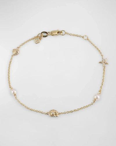 Sydney Evan 14k Gold Shells Chain Bracelet With Diamonds