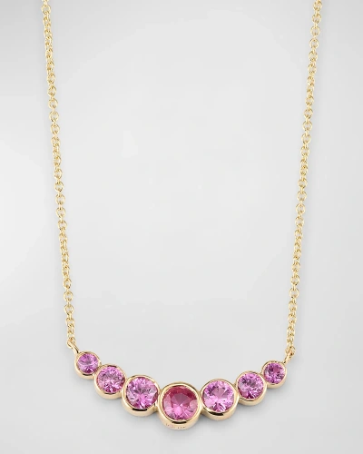 Sydney Evan 14k Graduated Bezel Curve Bar Necklace With Pink Sapphires In Yg