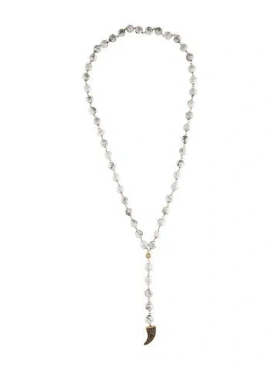 Pre-owned Sydney Evan 14k Howlite & Diamond Bead Lavalier Necklace In Multi