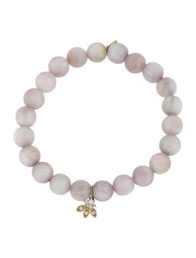 Pre-owned Sydney Evan 14k Kunzite & Diamond Bead Bracelet, 6.25" In Multicolor