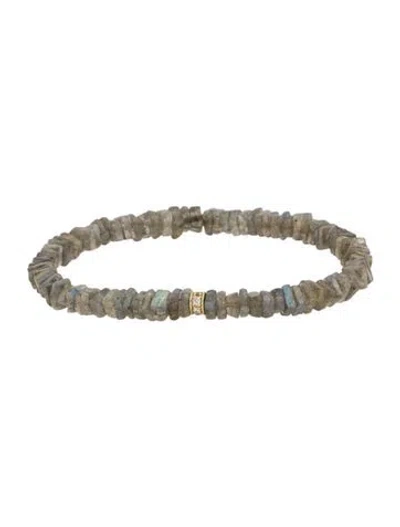 Pre-owned Sydney Evan 14k Labradorite & Diamond Bead Bracelet, 6.25" In Multi