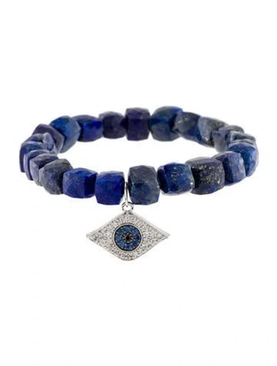 Pre-owned Sydney Evan 14k Lapis Lazuli, Sapphire & Diamond Bracelet, 6.25" In Multi