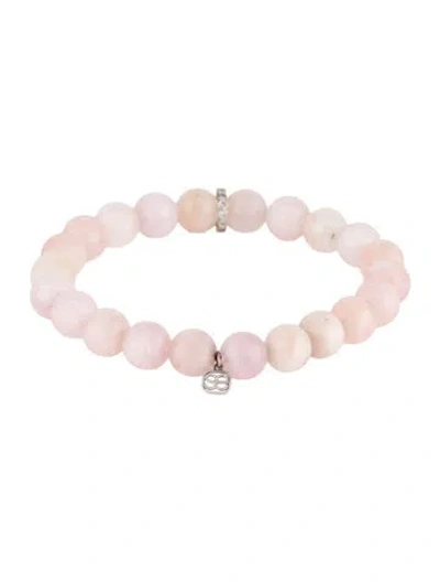 Pre-owned Sydney Evan 14k Morganite & Diamond Rondelle Beaded Bracelet, 6.25" In Multicolor
