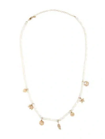 Pre-owned Sydney Evan 14k Mother Of Pearl & Diamond Multi-charm Bead Necklace, 18" In Multicolor