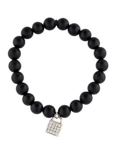 Pre-owned Sydney Evan 14k Onyx & Diamond Bead Bracelet, 6" In Multi