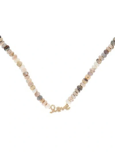 Pre-owned Sydney Evan 14k Opal & Diamond Love Necklace, 16.75" In Multi
