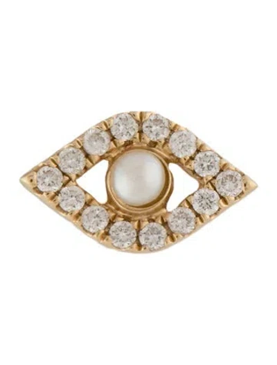 Pre-owned Sydney Evan 14k Pearl & Diamond Evil Eye Single Stud Earring In Multi