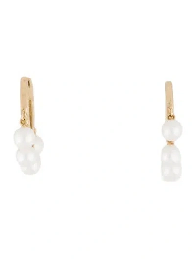 Pre-owned Sydney Evan 14k Pearl Drop Huggie Hoops In Multi