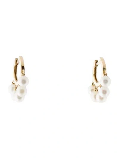 Pre-owned Sydney Evan 14k Pearl Drop Huggie Hoops In Multi