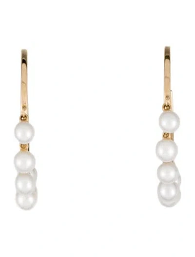 Pre-owned Sydney Evan 14k Pearl Medium Hoop Earrings In Multi