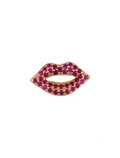 Pre-owned Sydney Evan 14k Ruby Lip Single Stud Earring In Multicolor