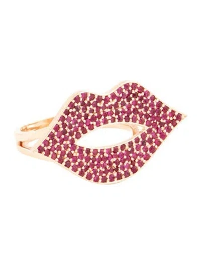 Pre-owned Sydney Evan 14k Ruby Lips Cocktail Ring In Multicolor