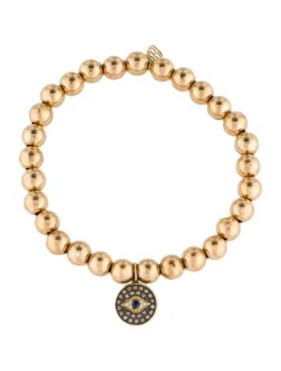 Pre-owned Sydney Evan 14k Sapphire & Diamond Evil Eye Bead Bracelet, 6" In Multi