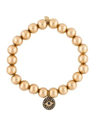 Pre-owned Sydney Evan 14k Sapphire & Diamond Evil Eye Charm Bead Bracelet, 6" In Multi